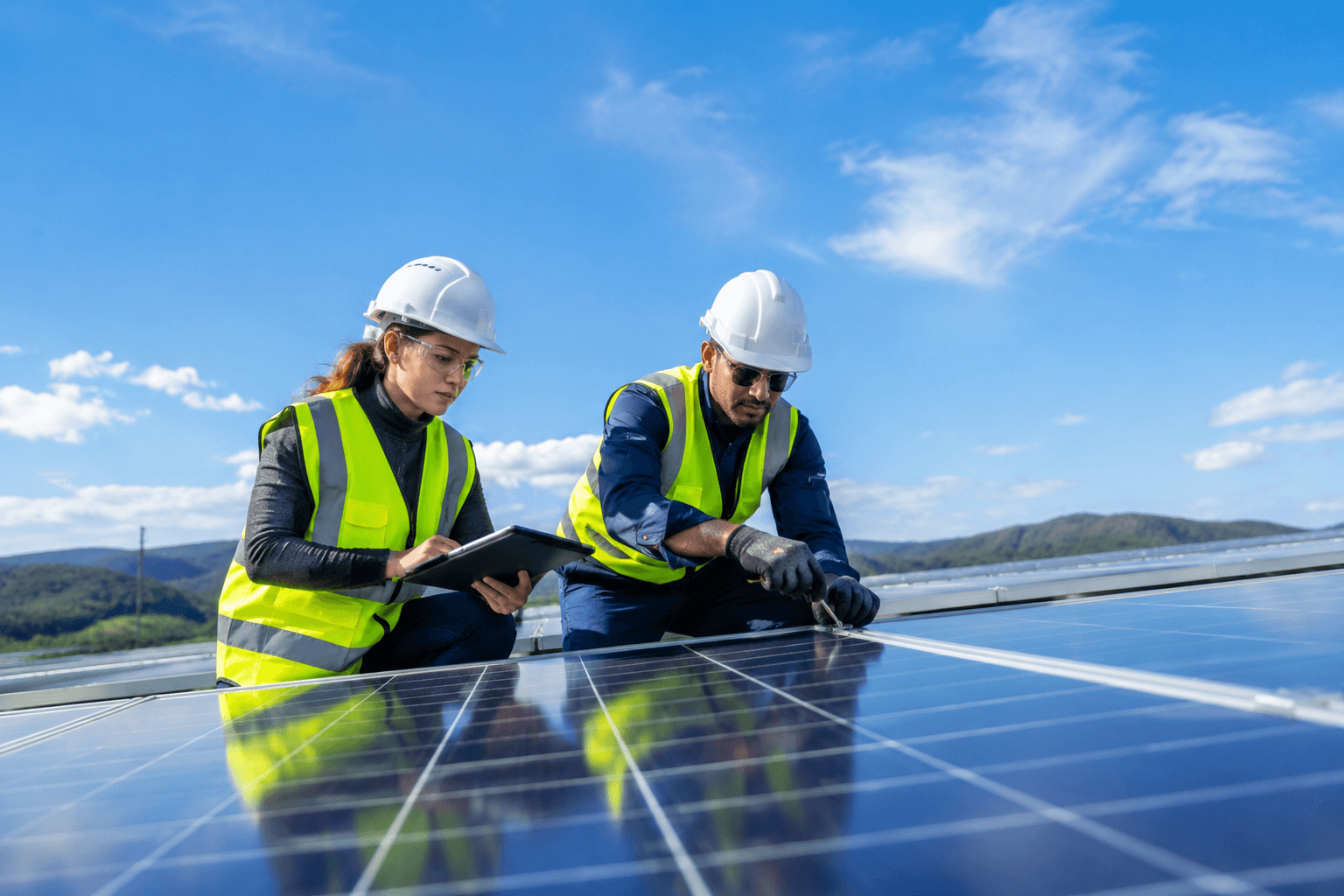 Engineers working on Solar Panels